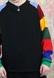 JUMPER WITH PATCHWORK STRIPED SLEEVES AND YAP PATCH