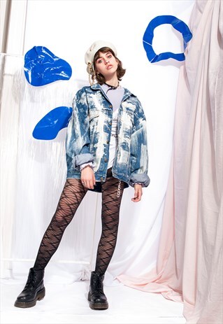 VINTAGE DENIM JACKET 90S REWORKED TIE-DYED BLEACHED JACKET