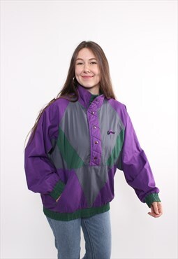 90s windbreaker anorak, oversized multicolor sport jacket
