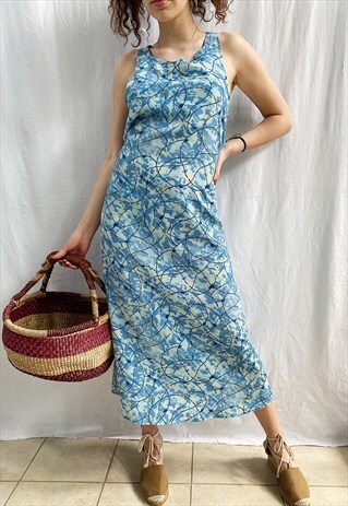 VINTAGE 90S BOHEME BOTANICA FLORAL PRINT MAXI DAY DRESS