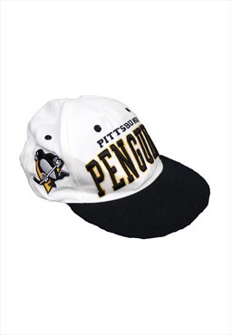 Official NHL Pittsburgh Penguins White Spellout Cap by Zephy