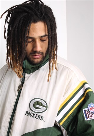 VINTAGE GREEN BAY PACKERS BOMBER 90'S JACKET WHITE