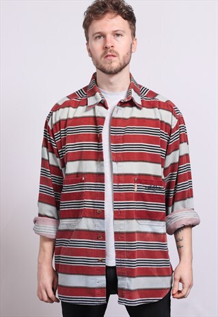 VINTAGE CORDUROY CORD STRIPED SHIRT