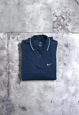 Men's Vintage Navy Blue Nike Half Zip Polo Shirt 