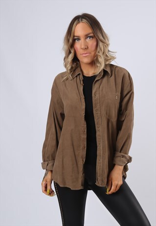 CORDUROY PLAIN SHIRT CORD FITTED OVERSIZED UK 16 (FBAF)