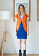 Bright orange and blue color block dress