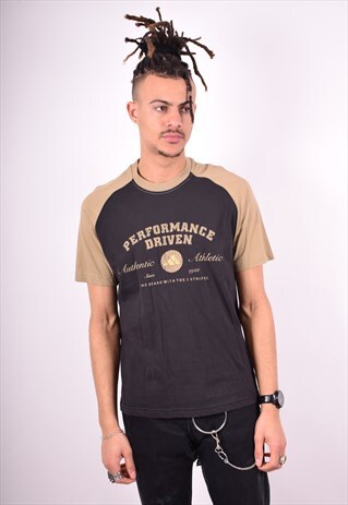ADIDAS MENS VINTAGE T-SHIRT TOP MEDIUM BLACK 90'S