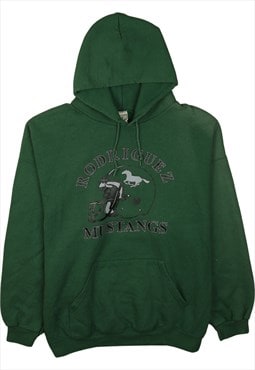 Vintage 90's Lee Hoodie Rodriguez Mustangs Pullover Green