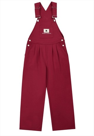 Red dungarees preppy overalls Kawaii jumpsuit