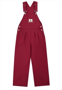 Red dungarees preppy overalls Kawaii jumpsuit