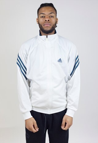 VINTAGE ADIDAS WHITE ZIP UP 90'S JACKET