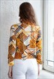 VINTAGE 70'S MULTICOLOUR ABSTRACT PRINT BOHEMIAN BLOUSE