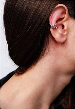 X Cross Ear Cuff Earring Women Sterling Silver Earring