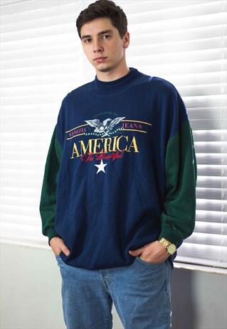 VINTAGE COLOR BLOCK SWEATSHIRT JUMPER LOGO 90S X 21