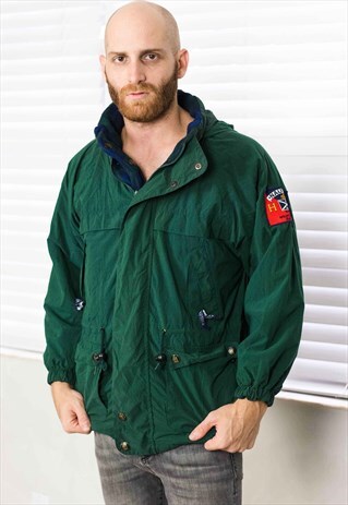 VINTAGE NAUTICA REVERSIBLE FLEECE JACKET LOGO 90S M 32.7