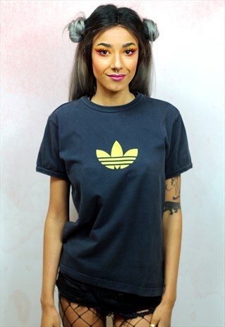 1990S VINTAGE BRANDED DARK GREY AND GOLD SPORTS TEE
