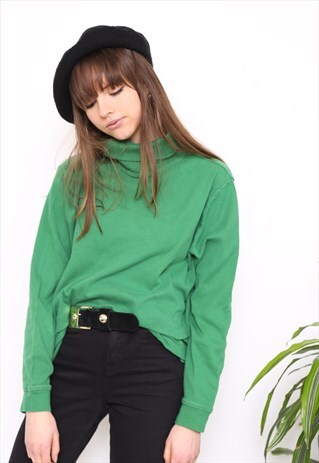 VINTAGE 90S GREEN POLO HIGH TURTLE NECK TOP