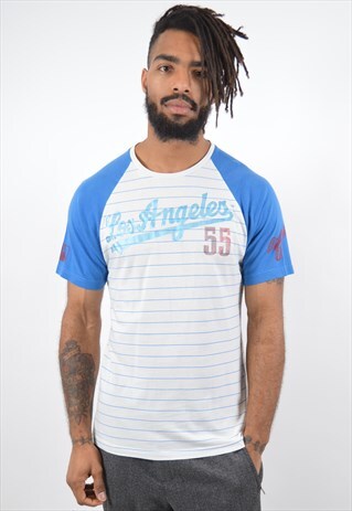 MAJESTIC MENS VINTAGE L.A 55 T-SHIRT TOP MEDIUM WHITE 90S