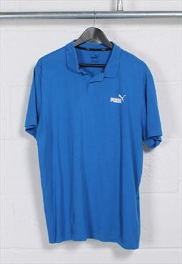 Vintage Puma Polo Shirt in Blue Short Sleeve Tee XXL