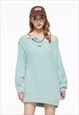 Chain sweater utility fluffy jumper soft pullover in blue