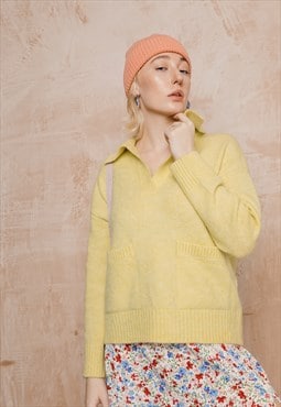 Yellow Shirt Collar Sweater