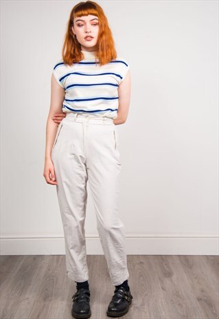 VINTAGE 90'S CREAM HIGHWAIST TAPERED TROUSERS