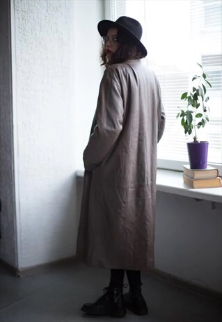 VINTAGE 70'S LIGHT BROWN LEATHER COAT