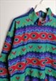 90'S RETRO FLEECE CRAZY PRINT WINTER SWEATER HIGH NECK