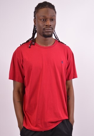 POLO RALPH LAUREN MENS VINTAGE T-SHIRT TOP LARGE MAROON 90S