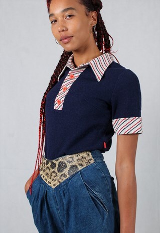 70'S DAGGER COLLAR BUTTON UP TOP