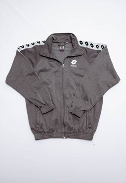 Vintage 90s Oversized Grey High Neck Zip Up Sweatshirt M