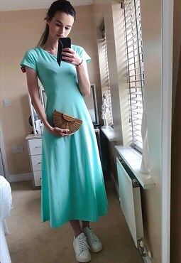 T-Shirt Maxi Dress with Scoop Neck in Light Blue