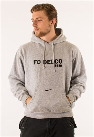 VINTAGE 90S GREY FC DELCO NIKE HOODIE PULLOVER
