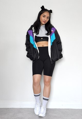 VTG 90S ADIDAS FESTIVAL SPORTS TOP WINDBREAKER JACKET BLACK