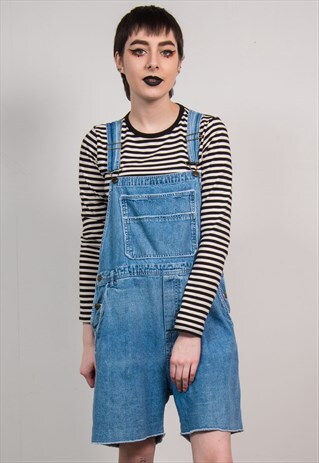 VINTAGE 90'S BLUE DENIM OVERSIZED DUNGAREES