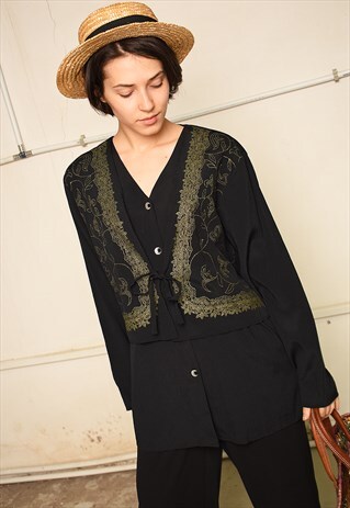90'S RETRO EASTERN INSPIRED FESTIVAL PARIS CHIC SHIRT TOP