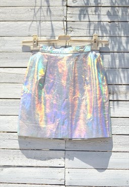 American Apparel deadstock hologram genuine leather skirt