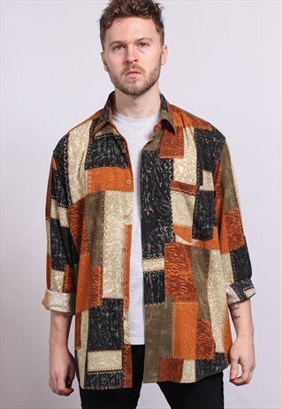 VINTAGE ABSTRACT PATTERNED SHIRT 90'S