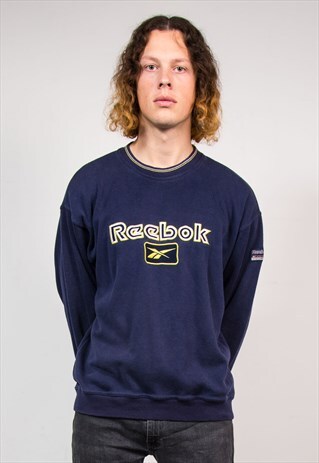90'S VINTAGE NAVY BLUE REEBOK SWEATSHIRT JUMPER