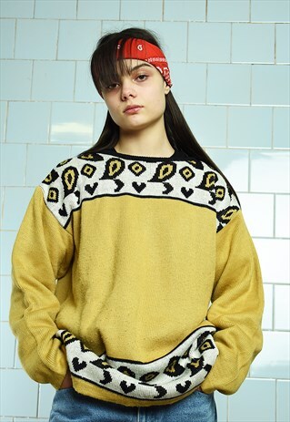 VINTAGE 80S MOD ABSTRACT MULTICOLOR KNIT JUMPER PULLOVER