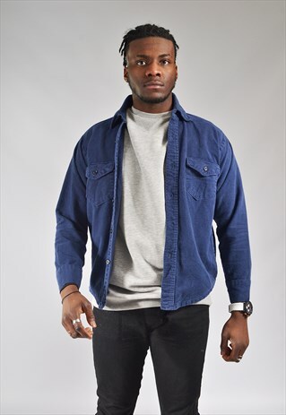 VINTAGE NAVY BLUE THICK SHIRT