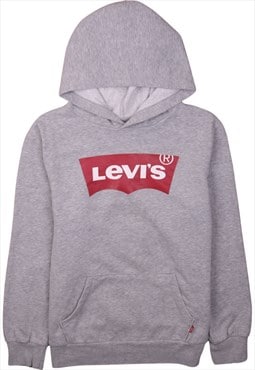 Vintage 90's Levi's Hoodie Spellout Grey Large