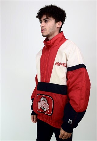 VINTAGE 90'S OHIO STATE 1/4 ZIP PADDED PULLOVER
