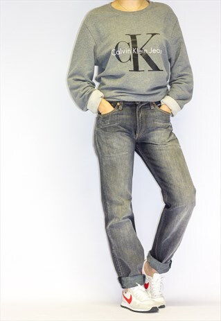 VINTAGE GREY/ BLACK HIGH WAIST BOYFRIEND JEANS