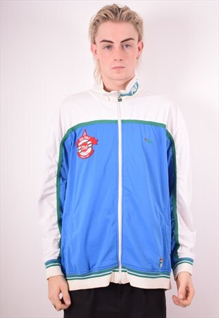 FILA MENS VINTAGE TRACKSUIT TOP JACKET XL BLUE 90S