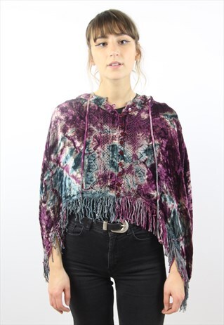 VINTAGE GORGEOUS VELVET PATTERNED PONCHO