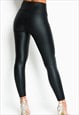 JUSTYOUROUTFIT PU HIGH WAISTED LEGGINGS BLACK