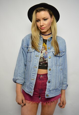 VINTAGE 90S LEE MEDIUM BLUE WASH DENIM JACKET RETRO GRUNGE