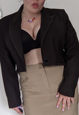 Reworked and cropped blazer jacket Y2K 00s 90s plus size 