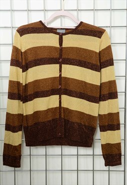 Vintage Y2K Cardigan Striped Button up Brown Size S